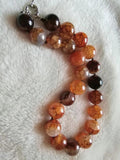 BROWN Agate Paring Round 18mm Necklace Beads 18in