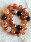 BROWN Agate Paring Round 18mm Necklace Beads 18in