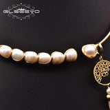 Baroque Pearl Necklace Geometric Tassel Pendant GN0285A