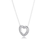 925 Silver Snake Chain Heart Necklace for Women