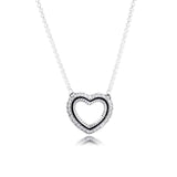 925 Silver Snake Chain Heart Necklace for Women