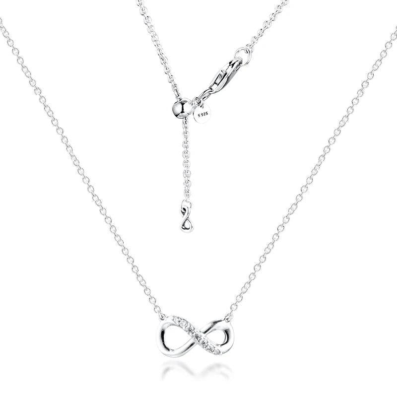 925 Silver Infinity Necklace Sparkling Collier