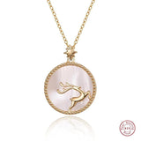925 Silver Fritillary Necklace Round Pendant Women's Jewelry