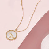 925 Silver Fritillary Necklace Round Pendant Women's Jewelry