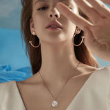 925 Silver Fritillary Necklace Round Pendant Women's Jewelry