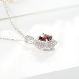 925 Silver Garnet Pendant Necklace Clavicle Chain Party Jewel