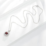 925 Silver Garnet Pendant Necklace Clavicle Chain Party Jewel