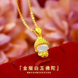 14K Buddha Pendant Hetian Jade Jewelry Birthday Gift