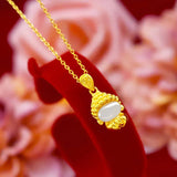14K Buddha Pendant Hetian Jade Jewelry Birthday Gift