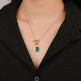 925 Silver Agate Malachite Letter Lock Pendant Necklace for Women