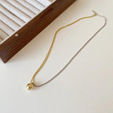 925 Silver Ball Pendant Necklace Two Asymmetry Bead Chain Jewelry