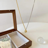 925 Silver Ball Pendant Necklace Two Asymmetry Bead Chain Jewelry