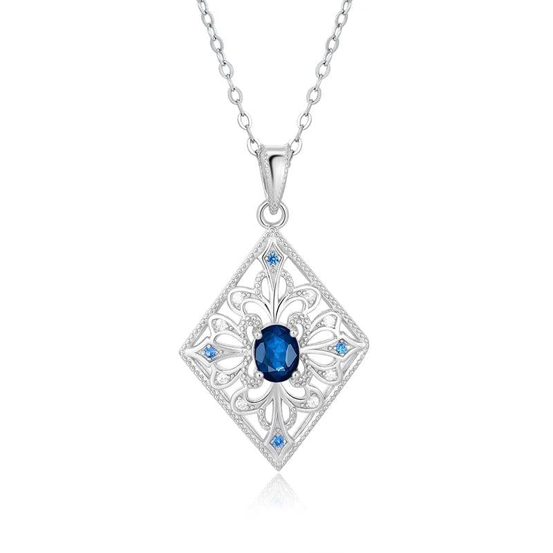 925 Silver Flower Pendant with Emerald CZ Inlay Necklace