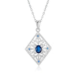 925 Silver Flower Pendant with Emerald CZ Inlay Necklace