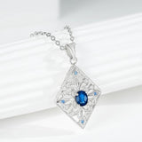 925 Silver Flower Pendant with Emerald CZ Inlay Necklace