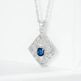 925 Silver Flower Pendant with Emerald CZ Inlay Necklace