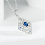 925 Silver Flower Pendant with Emerald CZ Inlay Necklace