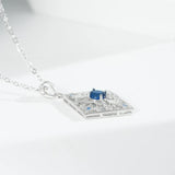 925 Silver Flower Pendant with Emerald CZ Inlay Necklace