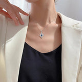 925 Silver Flower Pendant with Emerald CZ Inlay Necklace