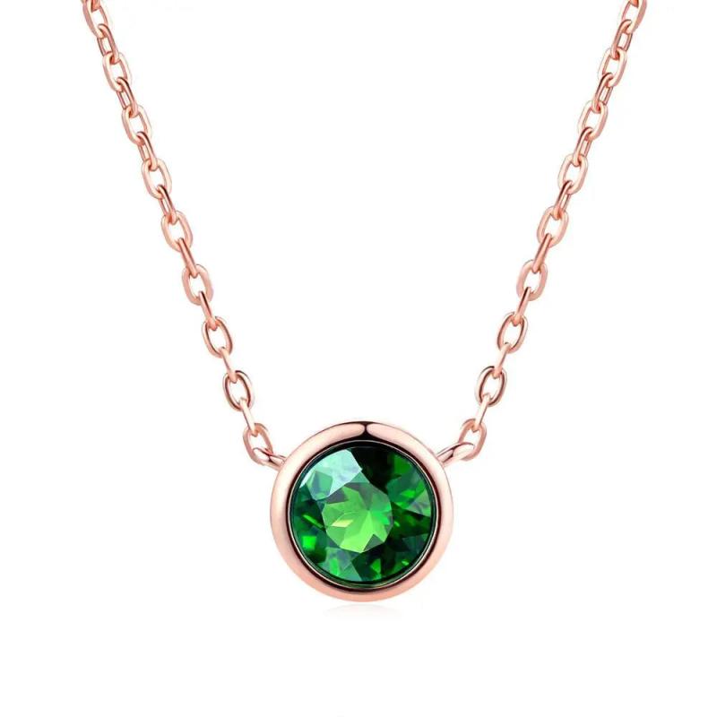 14K Silver Necklace Pendant Zircon Gemstone Choker Chain Jewelry