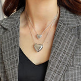 925 Silver Glossy Heart Pendant Necklace for Women
