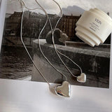 925 Silver Glossy Heart Pendant Necklace for Women