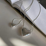 925 Silver Glossy Heart Pendant Necklace for Women