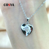 925 Silver Moissanite Diamond Pendant Necklace Love Earrings Plated 18k