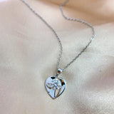 925 Silver Moissanite Diamond Pendant Necklace Love Earrings Plated 18k