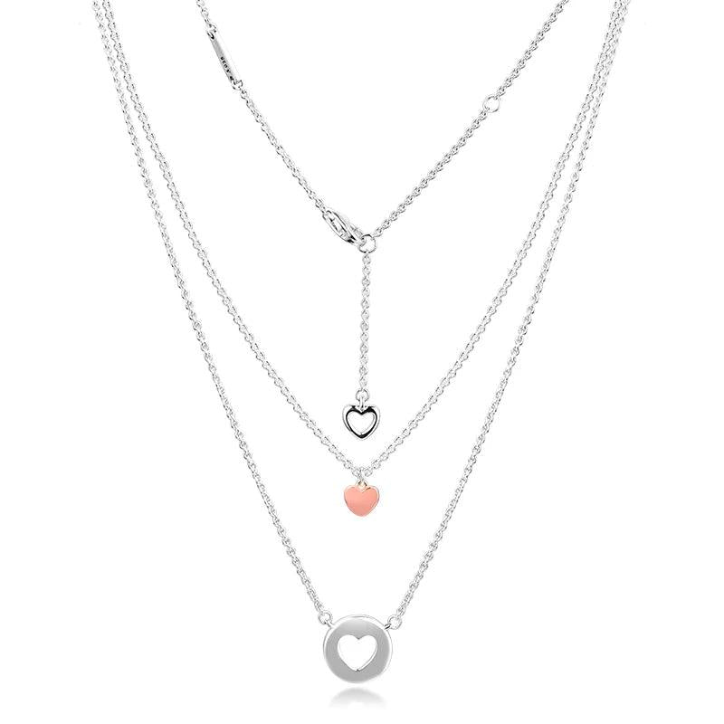 925 Silver Layered Heart Necklace