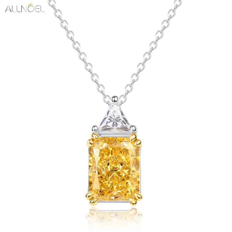 925 Silver Pendant Necklace Yellow Zircon Fine Jewelry Gift
