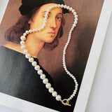 925 Silver Asymmetry Pearl Choker Necklace for Women