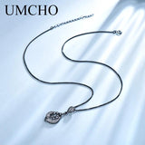 925 Silver Leaf Pendant Necklace Gemstone, Girl Gift Jewelry