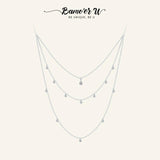 Daisy Adjustable Necklace Women 925 Silver CZ Three Layer Necklace SCN429