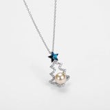 925 Silver Christmas Tree Pendant Necklace Crystals From Austria Pearls Jewelry