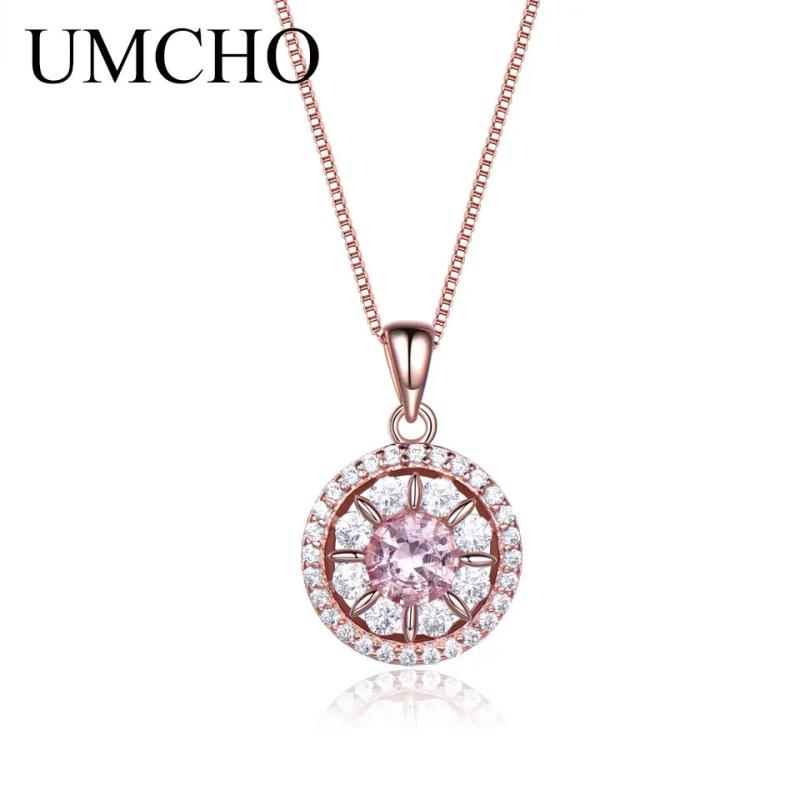 925 Silver Morganite Pendant Necklace Gemstone For Girl Gift