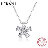 Crystal Flower Pendant Necklace S925 Silver Chain