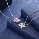 Crystal Flower Pendant Necklace S925 Silver Chain