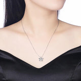Crystal Flower Pendant Necklace S925 Silver Chain