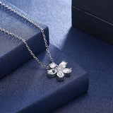 Crystal Flower Pendant Necklace S925 Silver Chain