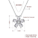Crystal Flower Pendant Necklace S925 Silver Chain