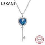 Purple Heart Key Pendant Necklace 925 Silver Jewelry For Women