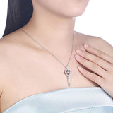 Purple Heart Key Pendant Necklace 925 Silver Jewelry For Women