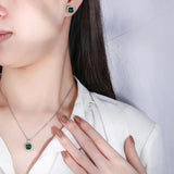 S925 Green Treasure Sugar Tower Diamond Set Pendant Necklace