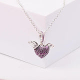 925 Silver Heart & Angel Wing Necklace Choker Pendant
