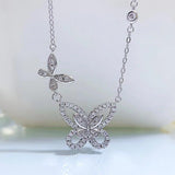 925 Silver Butterfly Necklace Hollow out Single and Double Butterfly Necklace