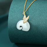 925 Silver Necklace Natural Hotan Jade Elephant Retro High Chain Jewelry