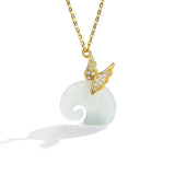 925 Silver Necklace Natural Hotan Jade Elephant Retro High Chain Jewelry