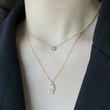 925 Silver Zircon Evil Eye Pendant Necklace Vintage Demon Eye Fatima Hand Choker