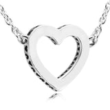 Heart Necklace & Pendant Clear CZ 925 Silver Women 13N031